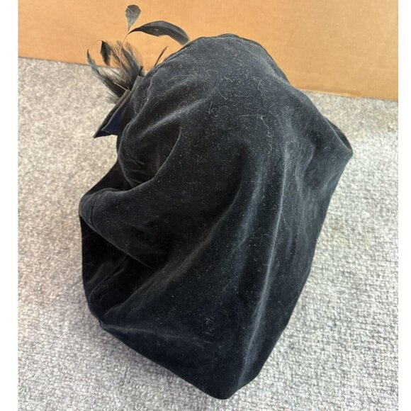 Vintage 90s J. Peterman Slouch Beret Cap L Velvet‎ Feather Medallion Italy